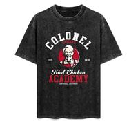 T-Shirt Unisex Retro Colonel Sanders Fried Chicken Academy KFC Cotton Round Neck Black L