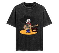 T-Shirt Unisex Retro Crambone Uncle Pecos Funny Cartoon Character Song Vintage Logo Cotton Round Neck Black XL