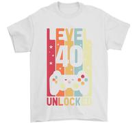 T-Shirt Unisex Uomo 40 Anni Level Up 100% Cotone Girocollo Nero