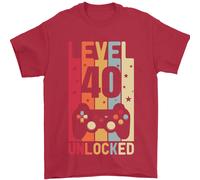 T-Shirt Unisex Uomo 40 Anni Level Up 100% Cotone Girocollo Nero