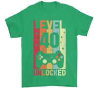 T-Shirt Unisex Uomo 40 Anni Level Up 100% Cotone Girocollo Nero