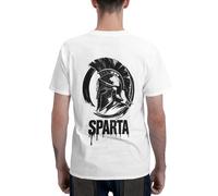 T-Shirt Uomo 100% Cotone con Stampa Spartano, Maglietta a Maniche Corte con Collo Rotondo e Elmo Spartano sul Retro, Grafica Guerriero Vintage, Casual Streetwear, Idea Regalo per Amanti della Storia,
