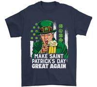 T-Shirt Uomo 100% Cotone St. Patrick's Day Great Again Donald Trump