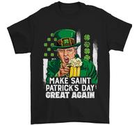 T-Shirt Uomo 100% Cotone St. Patrick's Day Great Again Donald Trump