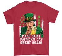 T-Shirt Uomo 100% Cotone St. Patrick's Day Great Again Donald Trump