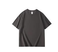 T Shirt Uomo 220gsm Heavy Plus Size Plain T-Shirt for Men Summer Short Sleeve Tee Cotton Solid Color Trendy Casual White Black Top(Steel Gray,XL)