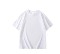 T Shirt Uomo 220gsm Heavy Plus Size Plain T-Shirt for Men Summer Short Sleeve Tee Cotton Solid Color Trendy Casual White Black Top(White,4XL)