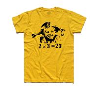T-shirt uomo 2x3=23 stencil street art bimba capelli rossi trecce calze