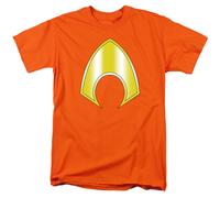 T-Shirt Uomo Aquaman Logo Justice League DC Comics Licenza Arancione in Cotone