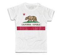 T-shirt uomo bandiera California Bear Flag Orso e stella rossa no happiness