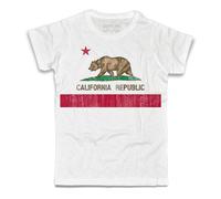 T-shirt uomo bandiera California Bear Flag Orso e stella rossa no happiness