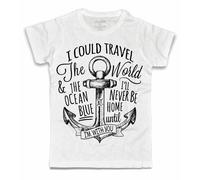 T-shirt uomo bianca Ancora tatuaggio I could travel the World tattoo anchor