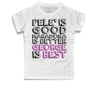 T-shirt uomo bianca Pelé is good Diego Best calcio football Amazink