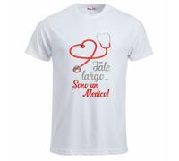 t-shirt uomo bianca scritta fate largo sono un medico regalo dottore