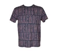Bikkembergs T-Shirt Uomo Maglietta Manica Corta Girocollo Puro Cotone con Stampa Articolo BKK25MTS06, Navy, L