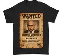T-Shirt Uomo Black/White Benjamin Netanyahu WANTED Free Palestine