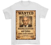 T-Shirt Uomo Black/White Benjamin Netanyahu WANTED Free Palestine