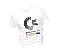 T-Shirt Uomo Cotone Basic Super vestibilità Top qualità - Commodore 64 ANTICHIZZATO Home Computer Vic 20- Divertente Humor Made in Italy (Bianca, XL)