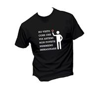 T-Shirt Uomo Cotone Basic Super vestibilità Top qualità - Ho Visto Cose Che Voi astemi Non potete nemmeno immaginare - Divertente Humor Made in Italy (M, Nero)