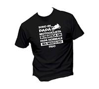 T-Shirt Uomo Cotone Basic Super vestibilità Top qualità - Sono Un papà Motociclista - Divertente Humor Made in Italy (XL, Nera)