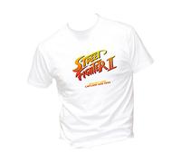 T-Shirt Uomo Cotone Basic Super vestibilità Top qualità - Street Fighter II - Divertente Humor Made in Italy (XXL,Bianca)