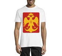 T-Shirt Uomo Cotone Girocollo Arte Rossa Gialla Bizantina Aquila Bianca, bianco, 4XL