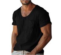 T-Shirt Uomo Cotone Tshirt Cotone Uomo 100% Cotton Gilet da Intimo Scollo V Palestra Abbigliamento Nere Tuta Completa Taglie Forti XXXL Nera Elasticizzata Nero Maglione Slim Fit