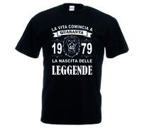 T-shirt uomo donna la vita comincia 40 anni 1979 leggende compleanno anno leone