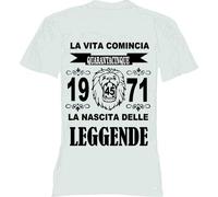 T-shirt uomo donna la vita comincia 46 anni 1971 leggende compleanno anno