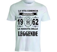 T-shirt uomo donna la vita comincia 55 anni 1962 leggende compleanno anno