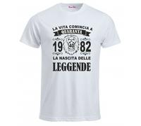 t-shirt uomo donna scritta 40 anni 1982 leggende leone compleanno coscritti eta'