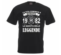 t-shirt uomo donna scritta 40 anni 1982 leggende leone compleanno coscritti eta'