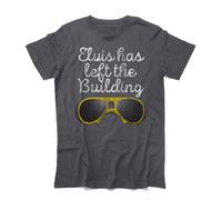 T-shirt uomo ELVIS HAS LEFT THE BUILDING the king Presley rock Memphis tshirt