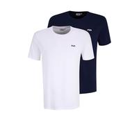 FILA Brod Double Pack T-Shirt, Blu Medievale Bianco Brillante, L Uomo