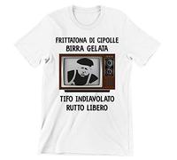 T-Shirt Uomo Film Cult Fantozzi - frittatona di cipolle - Birra Gelata - Film Cult Italiani- Maglietta Manica Corta Bianca Taglia M