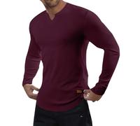 T Shirt Uomo Firmate Manica Lunga Firmate Scollo a V Basic Tee Casual Leggero Comode Oversize Tshirt Traspirante Divertenti Slim Fit Top Cotone Palestra Taglia Forti Bianca Maglietta Sportiva