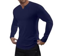 T Shirt Uomo Firmate Manica Lunga Firmate Scollo a V Basic Tee Casual Leggero Comode Oversize Tshirt Traspirante Divertenti Slim Fit Top Cotone Palestra Taglia Forti Bianca Maglietta Sportiva