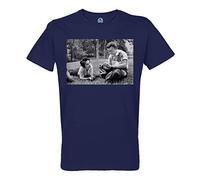 T-Shirt Uomo Girocollo Cotone Bio James Dean Elizabeth Talyor Attori Icones Star Cinema, blu, M