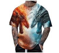 T Shirt Uomo in Lino Lunghe on Attillate Ricamo Bottoni Compressione Scollata Le Navy Tutti Scuro Rosse Originale dalla Particolare Zio Fumetti Cerniera Floreali