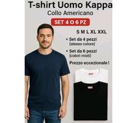 T-shirt Uomo Kappa Collo Americano Set 6 Pz - S M L XL XXL