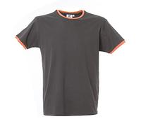 T-Shirt Uomo Maglia a Maniche Corte in Cotone con Profili a Contrasto Modello Lipsia (IT, Testo, L, Regular, Regular, Grigio)