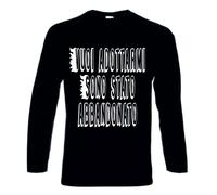 T-shirt uomo manica lunga nera scritta vuoi adottarmi stato abbandonato