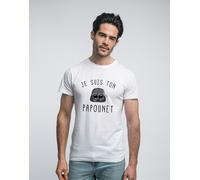 T-Shirt Uomo Maniche Corte Colore Bianco, JE SUIS TON PAPOUNET