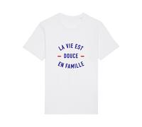 T-Shirt Uomo Maniche Corte Colore Bianco, LA VITA È DOLCE IN FAMIGLIA