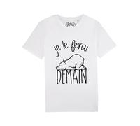 T-Shirt Uomo Maniche Corte Colore Bianco, LO FARÒ DOMANI