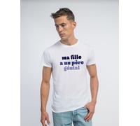T-Shirt Uomo Maniche Corte Colore Bianco, MIA FIGLIA HA UN PADRE GENIALE