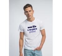 T-Shirt Uomo Maniche Corte Colore Bianco, MIO FIGLIO HA UN PADRE GENIALE