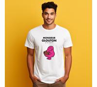 T-Shirt Uomo Maniche Corte Colore Bianco, Monsieur Glouton