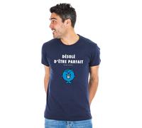 T-Shirt Uomo Maniche Corte DÉSOLÉ D'ÊTRE PARFAIT 2 Colore Blu Marino