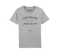 T-Shirt Uomo Maniche Corte EXCUSEZ MON RETARD J'VOULAIS PAS VEN Colore Grigio